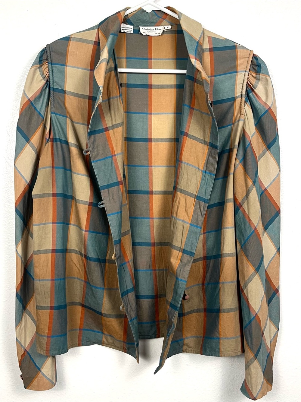 Christian Dior Vintage Separates Plaid Buttondown Long Sleeve Blouse Top Size 8 - Picture 7 of 9